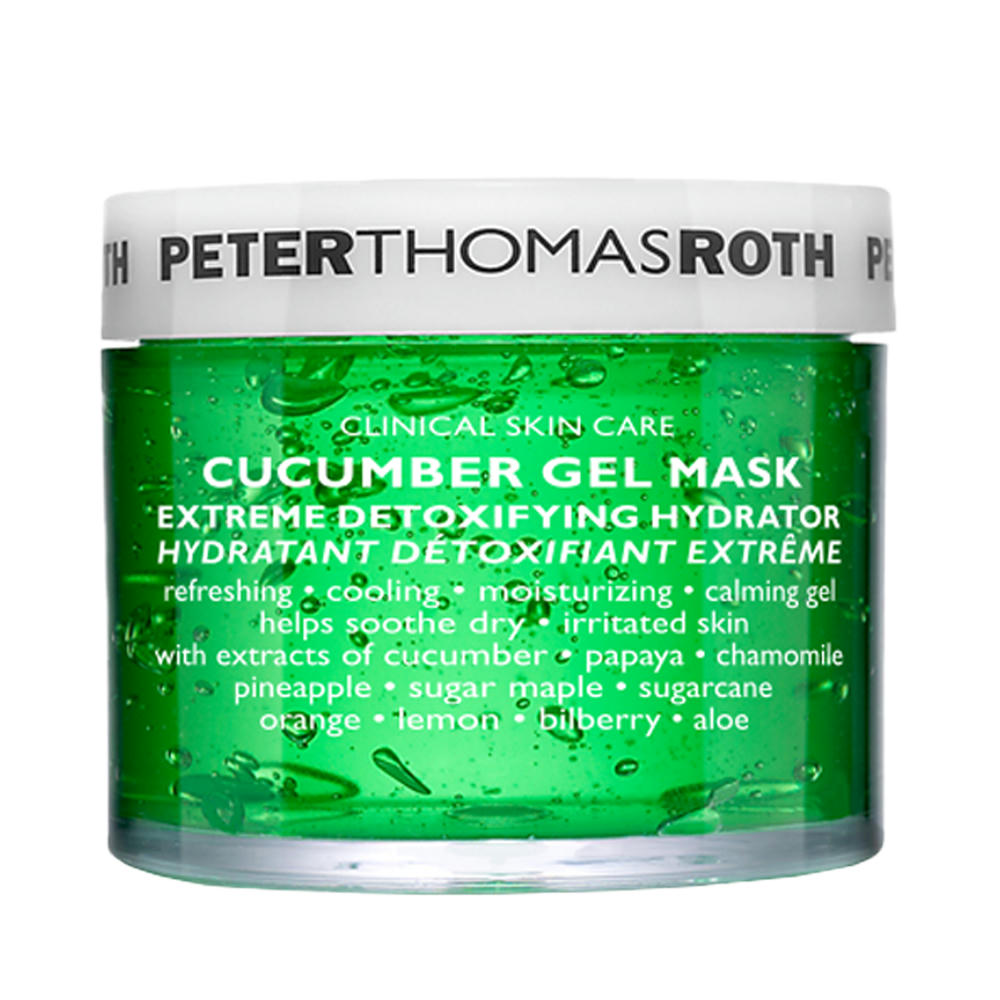 Peter Thomas Roth Facial Mask with a bright green texture inside.